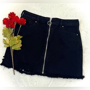 PACSUN Black Denim Zipper Mini Skirt - Size 24